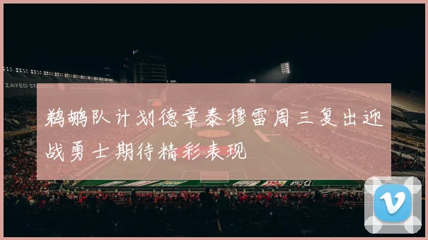 鹈鹕队计划德章泰穆雷周三复出迎战勇士期待精彩表现